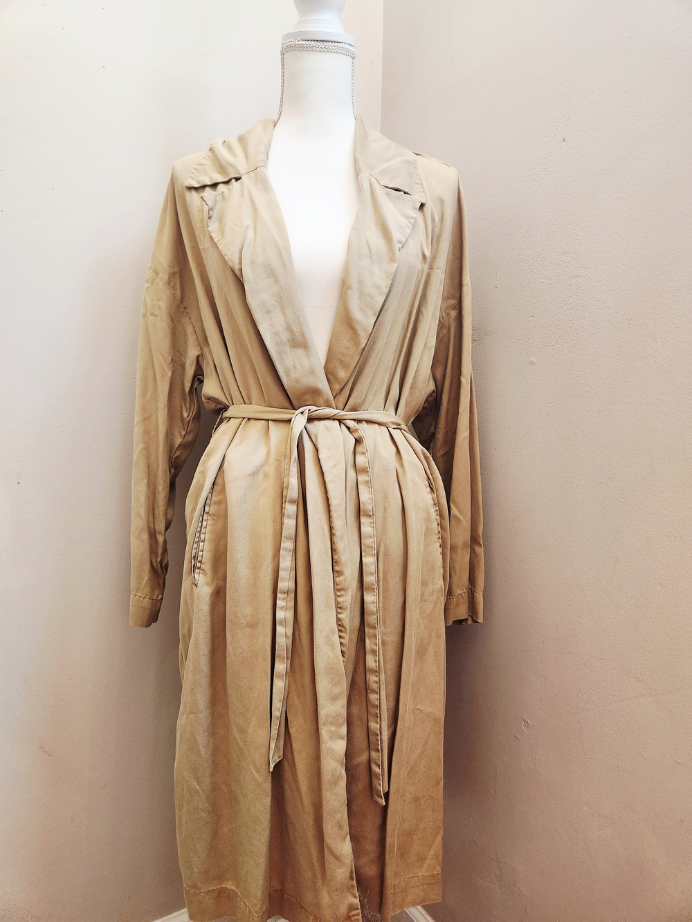Zara Light Beige Trench Coat with Tie Waist